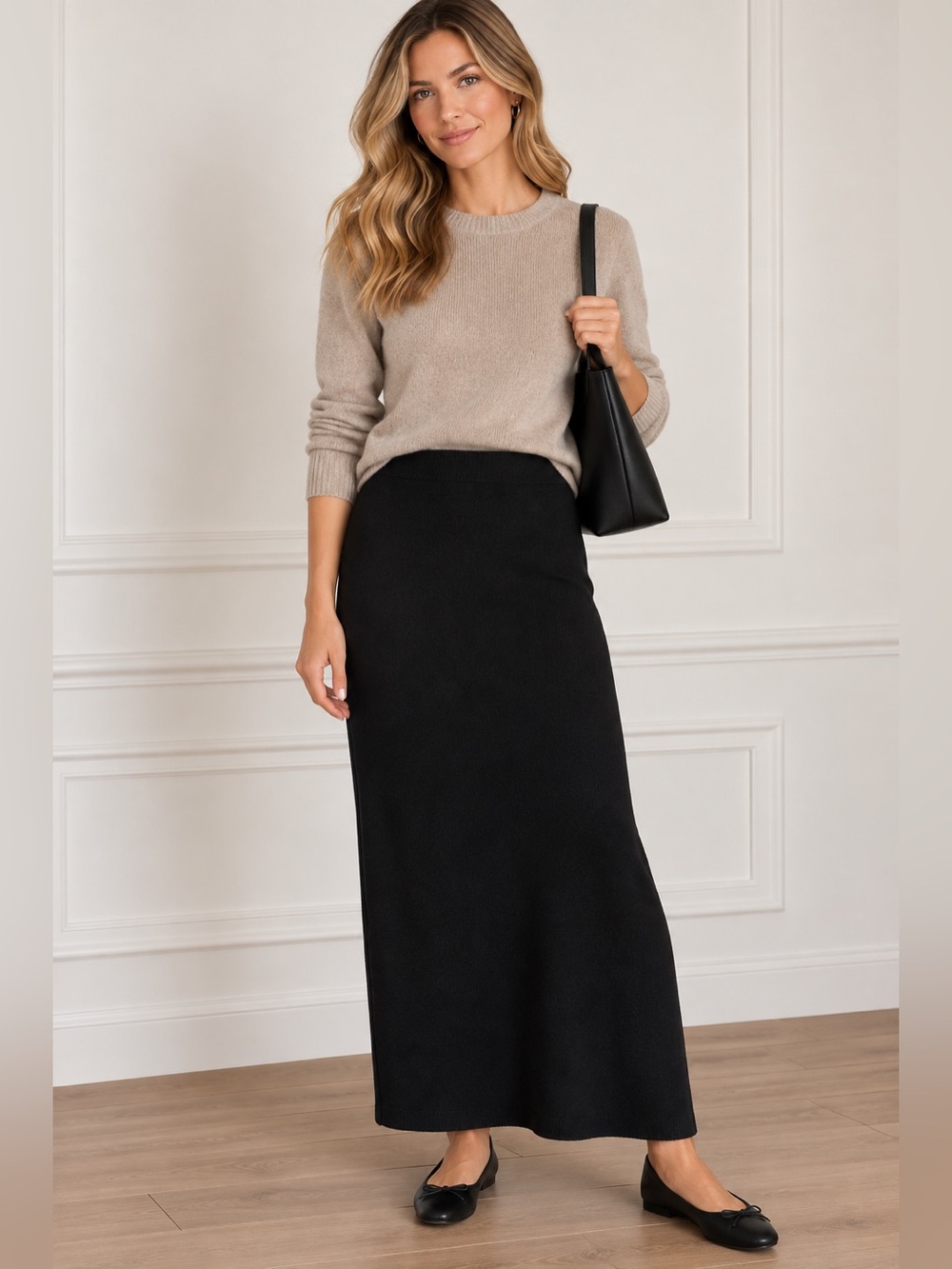 St. John Elegant Black Maxi skirt